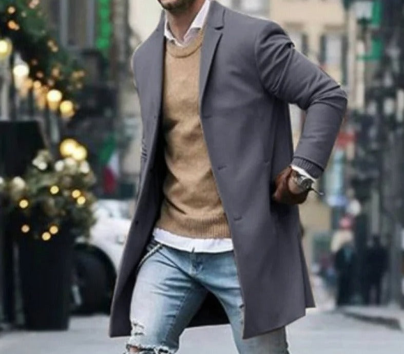 Vinterjakke Herre Slim Fit Uld Vindresistent Fashion Outerwear 4