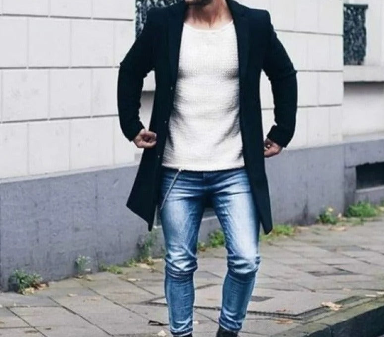 Vinterjakke Herre Slim Fit Uld Vindresistent Fashion Outerwear 8