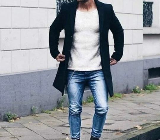 Vinterjakke Herre Slim Fit Uld Vindresistent Fashion Outerwear 8