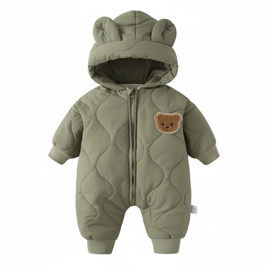 Baby Vinteroveralls med Hætte og Bjørnemotiv