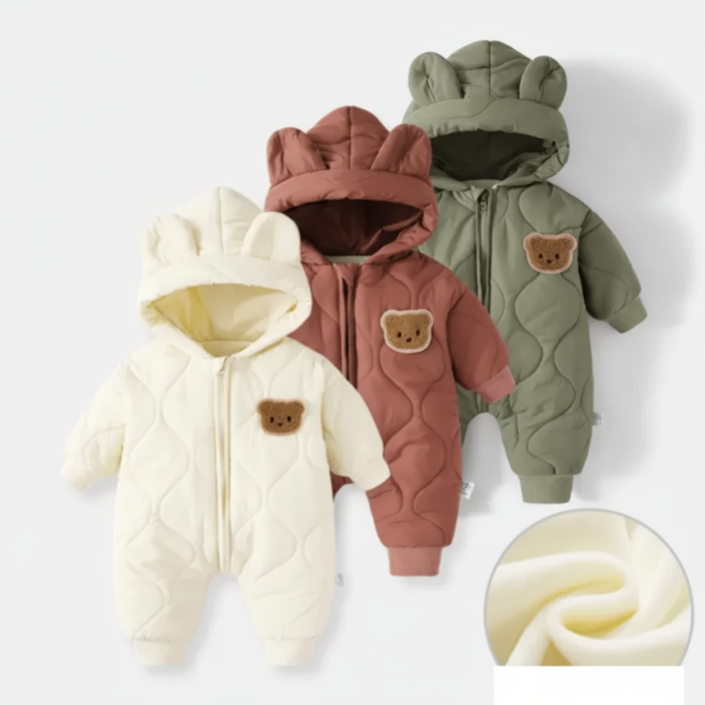Baby Vinteroveralls med Hætte og Bjørnemotiv