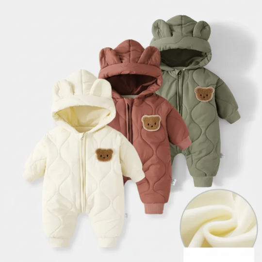 Baby Vinteroveralls med Hætte og Bjørnemotiv