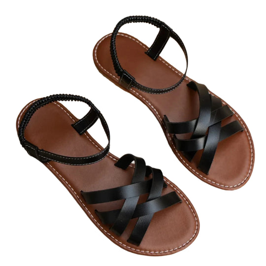 Flade sandaler med elastisk rem til kvinder