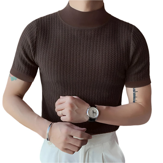 Herre T-shirt med høj hals og slim fit