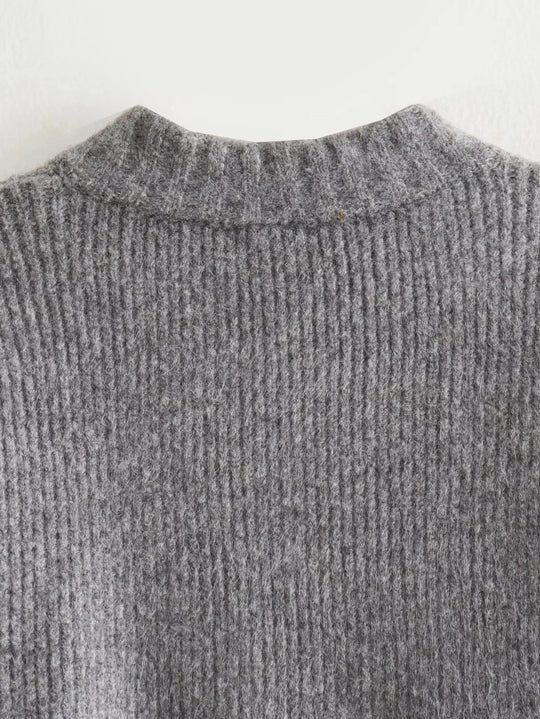 Vintage-sweater med rund hals til kvinder