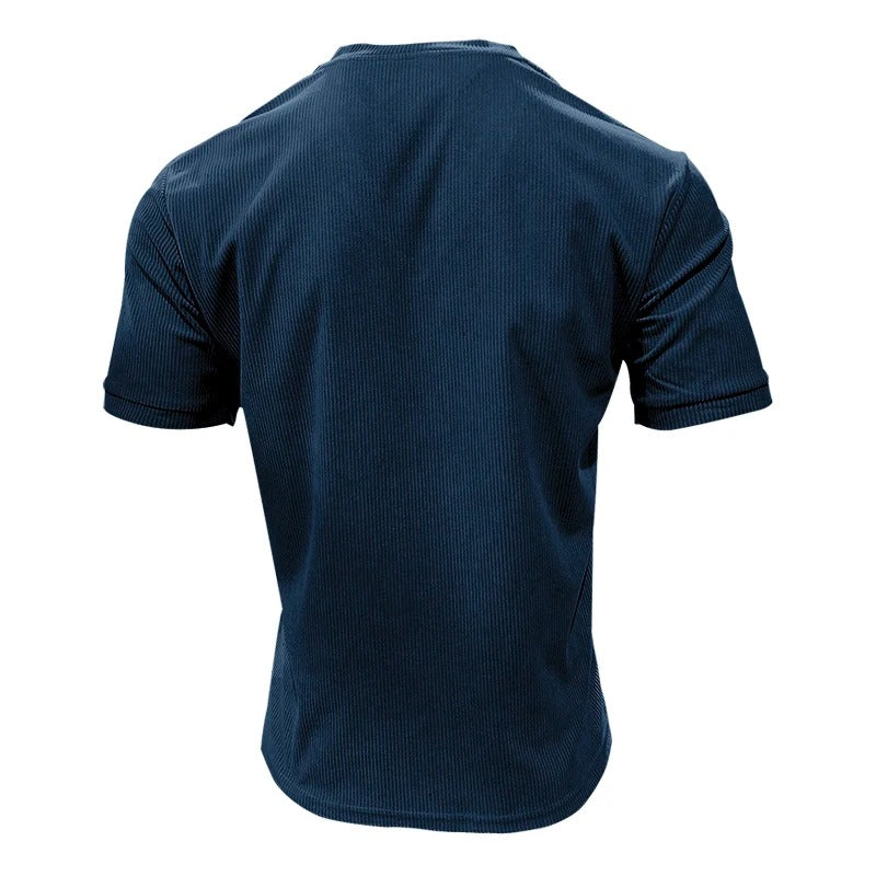 Herre-T-shirt i fløjl med V-hals
