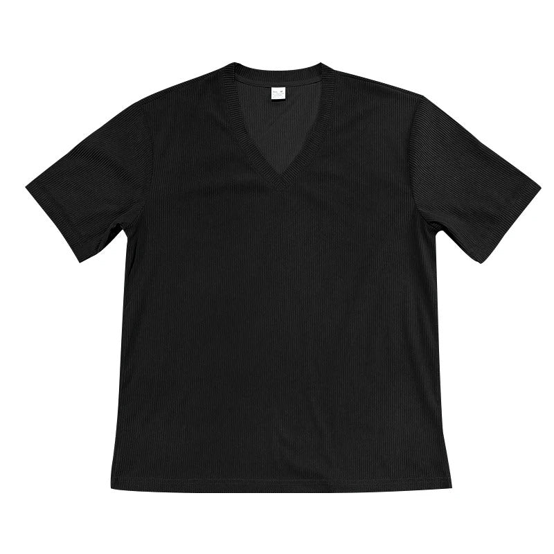 Herre-T-shirt i fløjl med V-hals