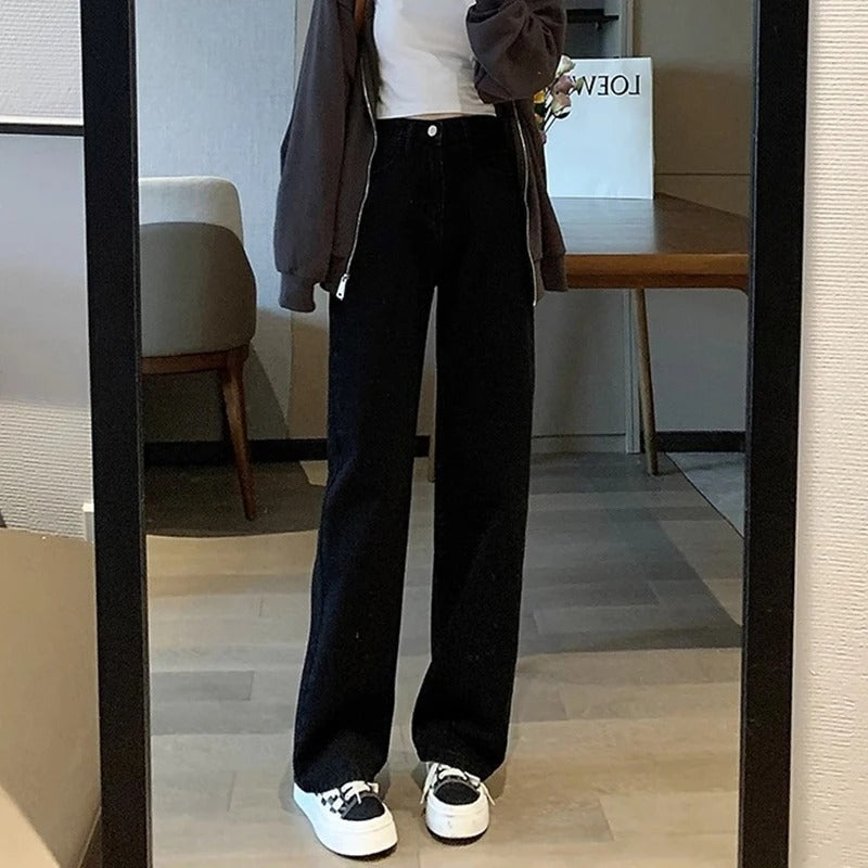Vintage jeans med brede ben til kvinder