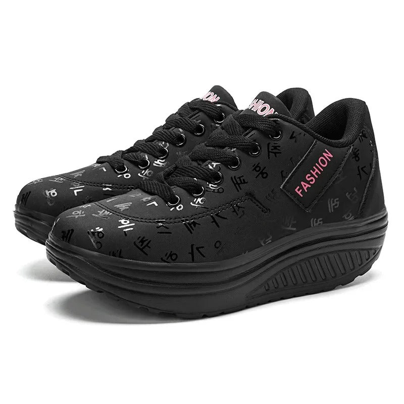 Platform Wedge Lace-Up Sneakers til kvinder