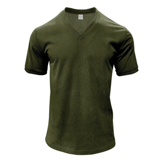 Herre-T-shirt i fløjl med V-hals