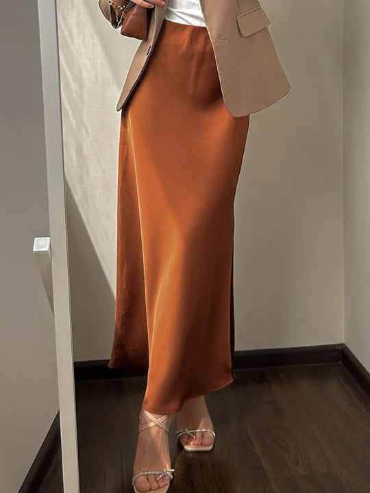 Kvinder split satin nederdel
