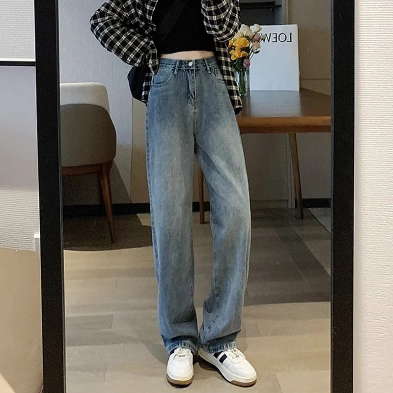 Vintage jeans med brede ben til kvinder