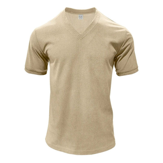 Herre-T-shirt i fløjl med V-hals