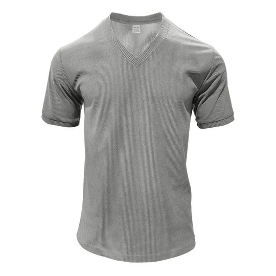 Herre-T-shirt i fløjl med V-hals