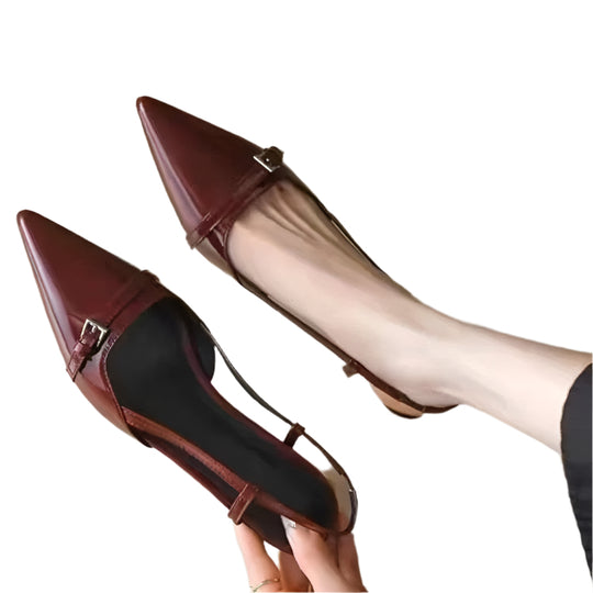 Kvinders blanke slingback sandaler med mellemhæl