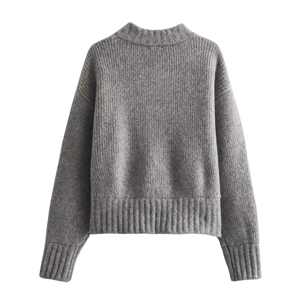 Vintage-sweater med rund hals til kvinder