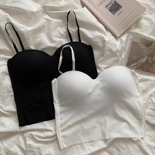 Ensfarvet cropped camisole til kvinder