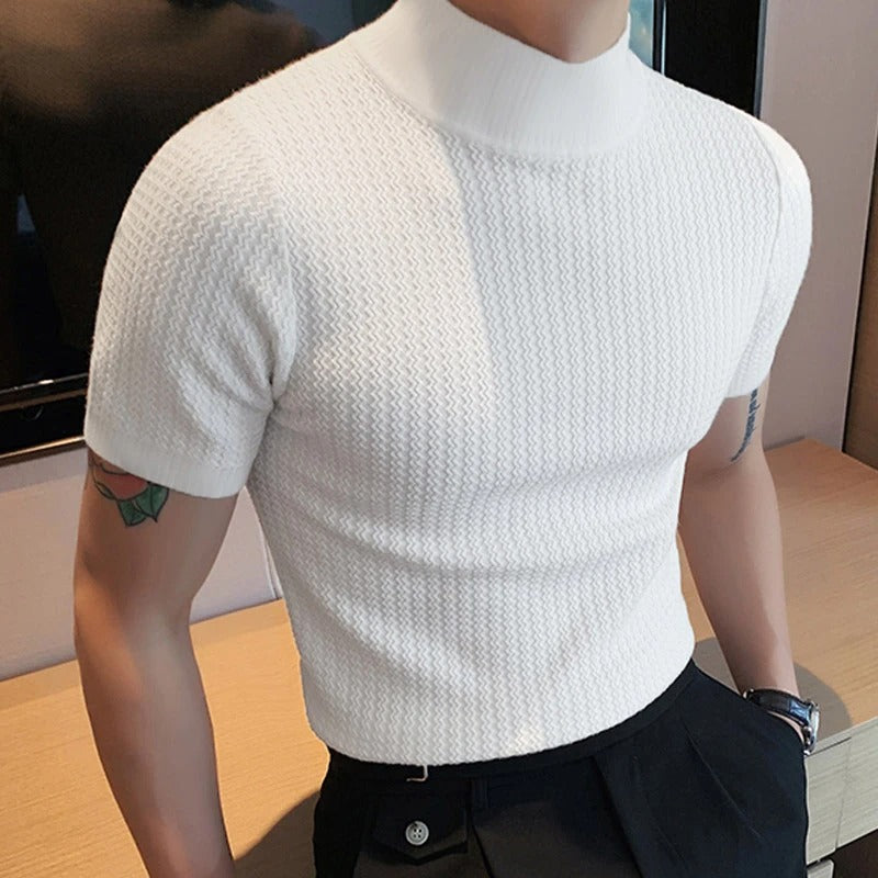 Herre T-shirt med høj hals og slim fit
