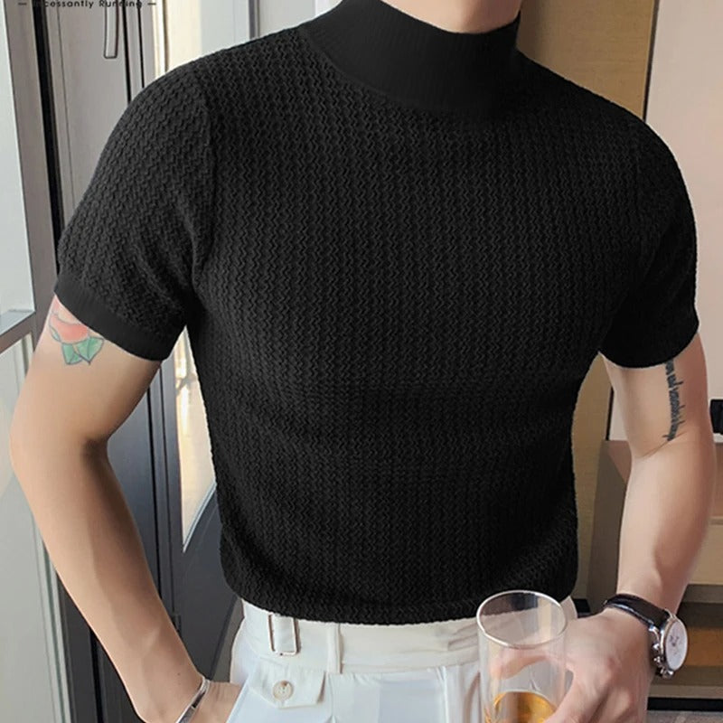 Herre T-shirt med høj hals og slim fit