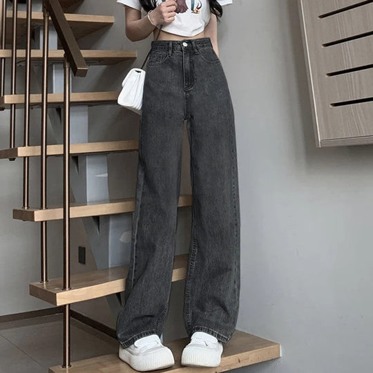 Vintage jeans med brede ben til kvinder