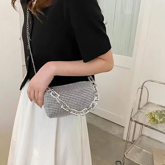 Allover Rhinestone Bucket Bag