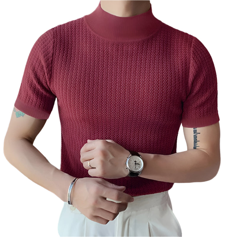 Herre T-shirt med høj hals og slim fit