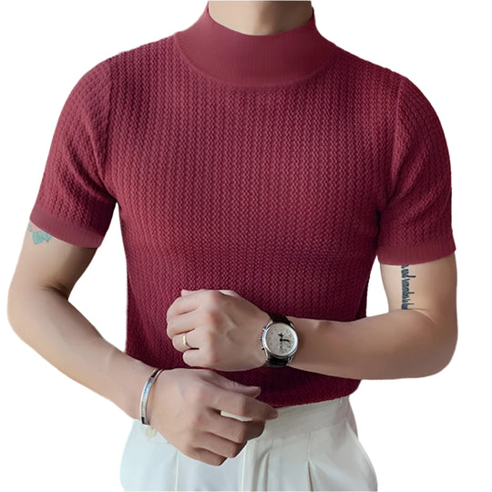 Herre T-shirt med høj hals og slim fit