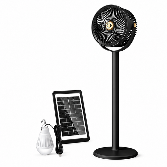 Standventilator Multifunktionel Med Solcelledrift og LED-lys