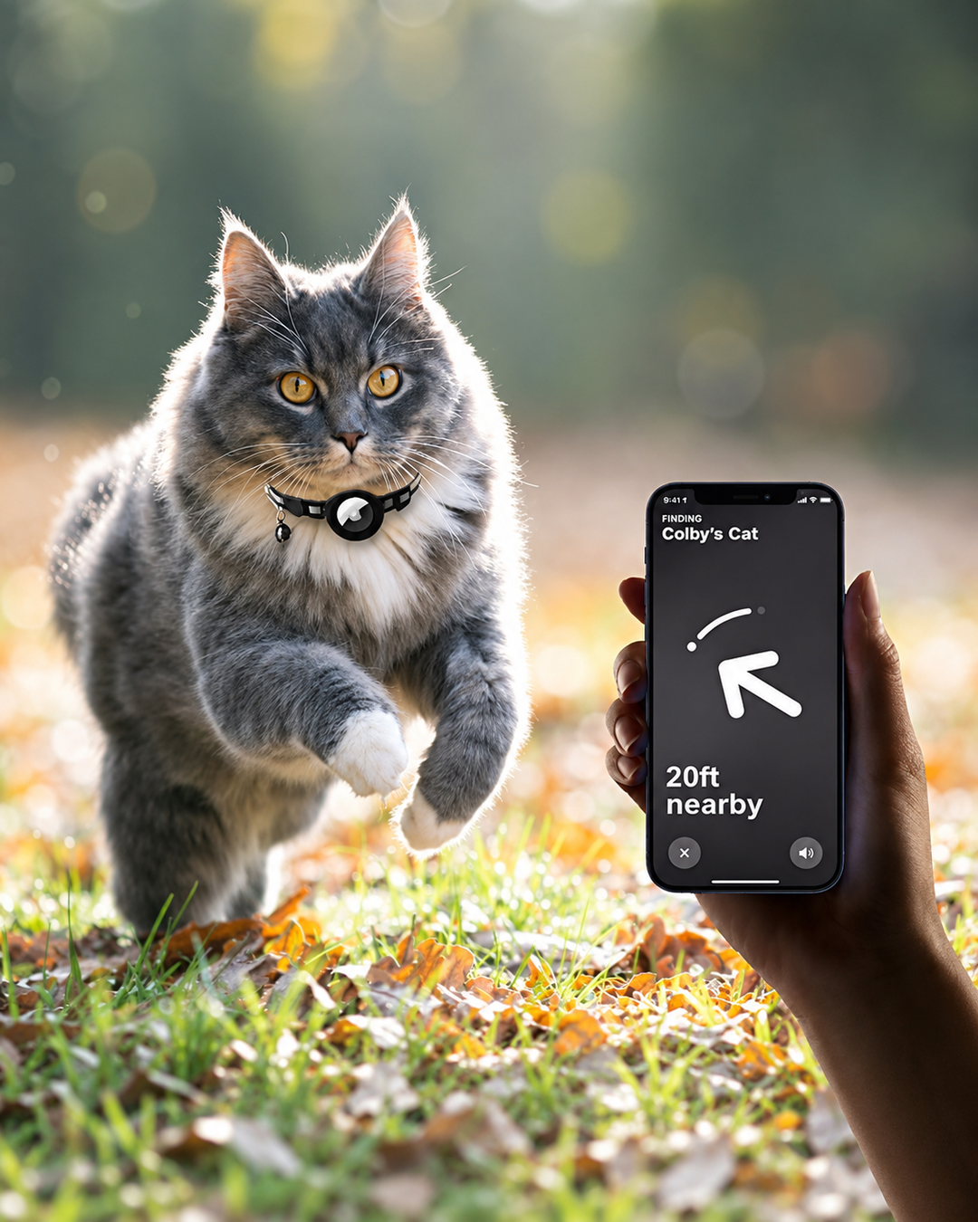 Katte GPS Tracker Halsbånd med Reflekterende Design
