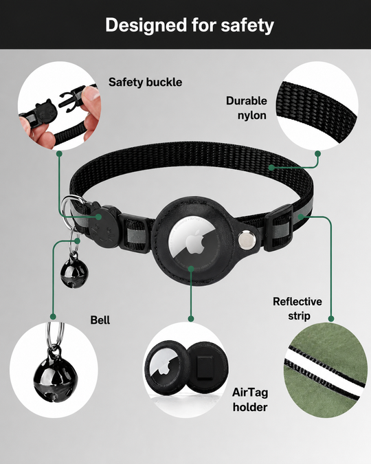 Katte GPS Tracker Halsbånd med Reflekterende Design