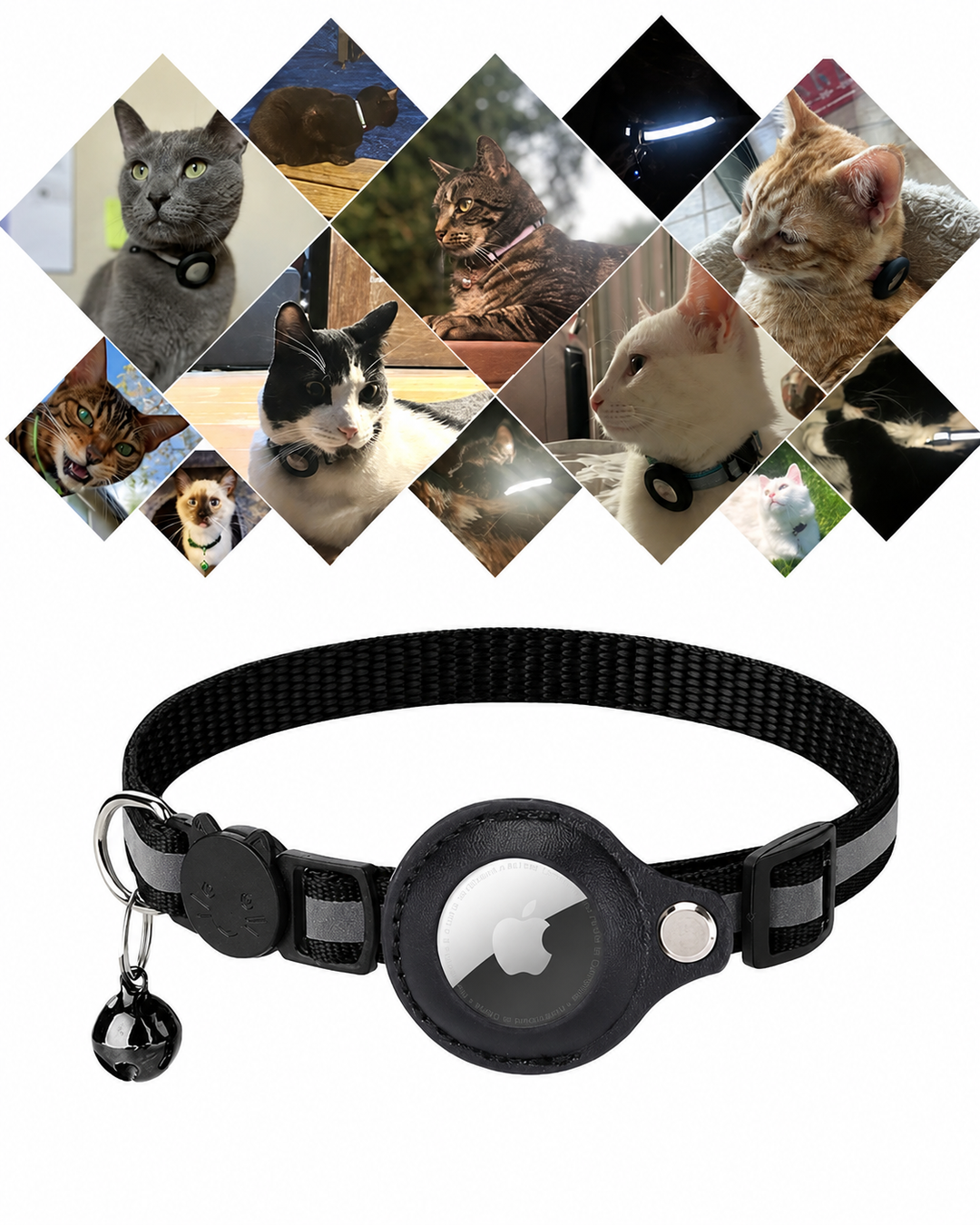 Katte GPS Tracker Halsbånd med Reflekterende Design