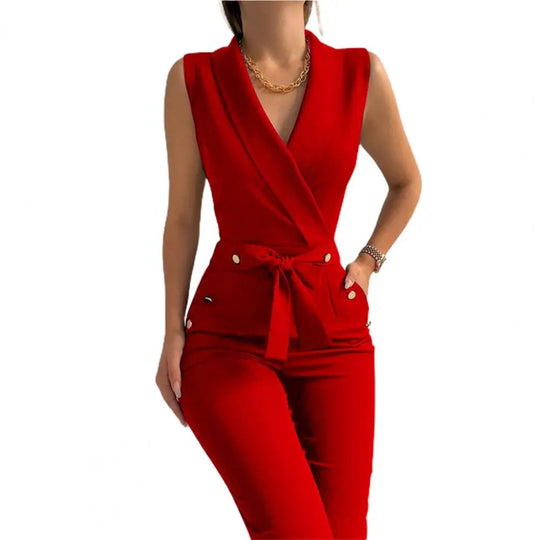 Kvinner Afslappede Jumpsuit med V-hals