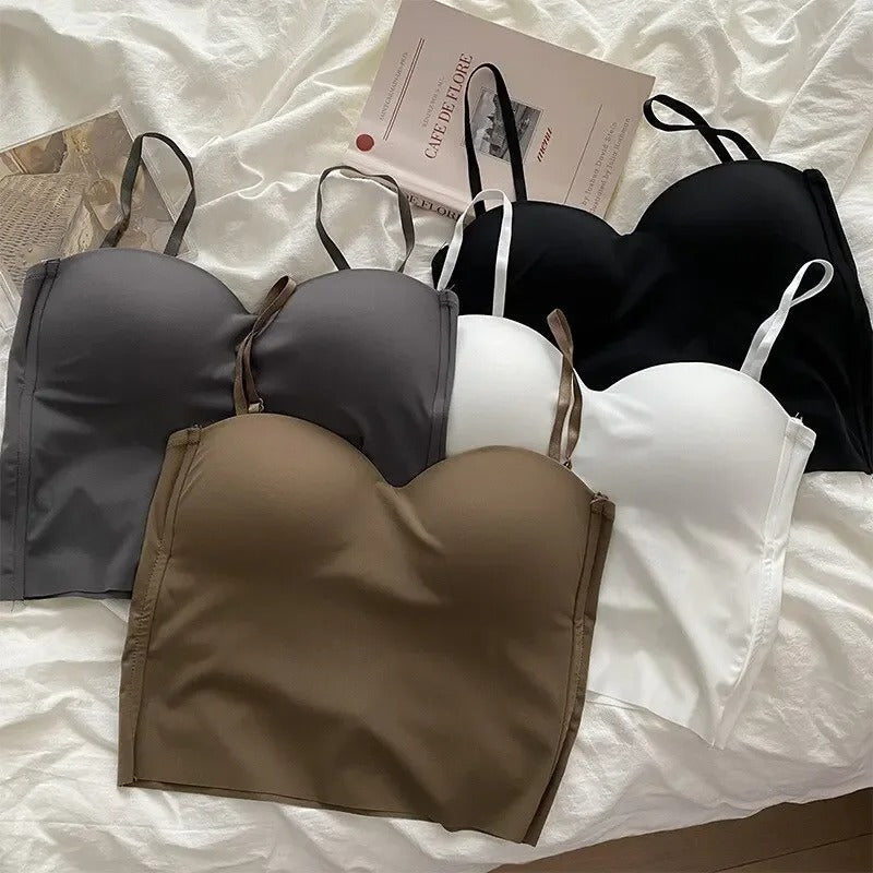 Ensfarvet cropped camisole til kvinder