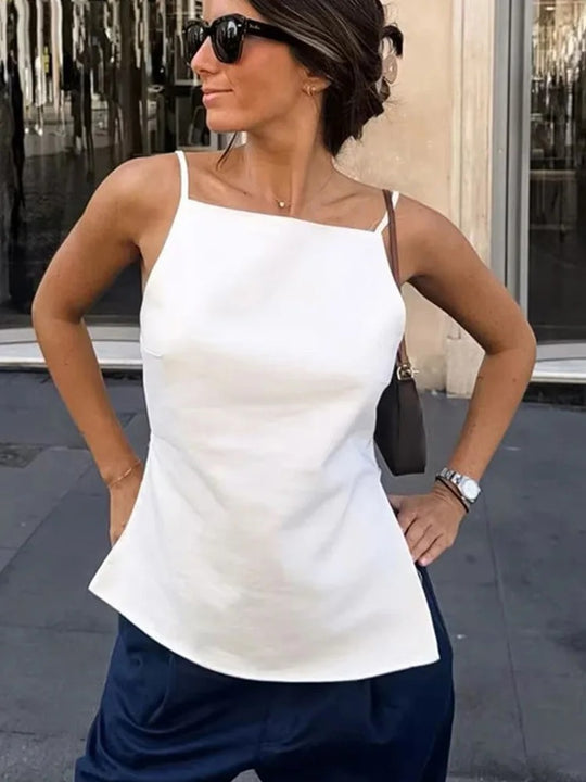 Kvinders Crop Top med tynd rem uden ryg