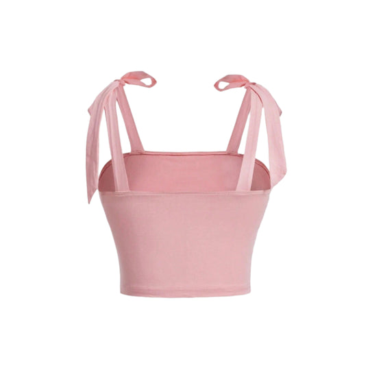 Ruffle Tie Shoulder Crop Top til kvinder