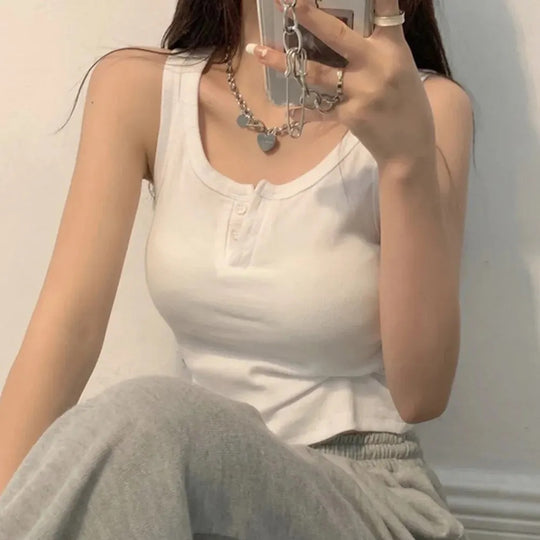 Kvinders rib-button-down tanktop