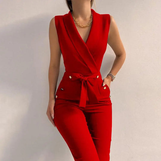 Kvinner Afslappede Jumpsuit med V-hals