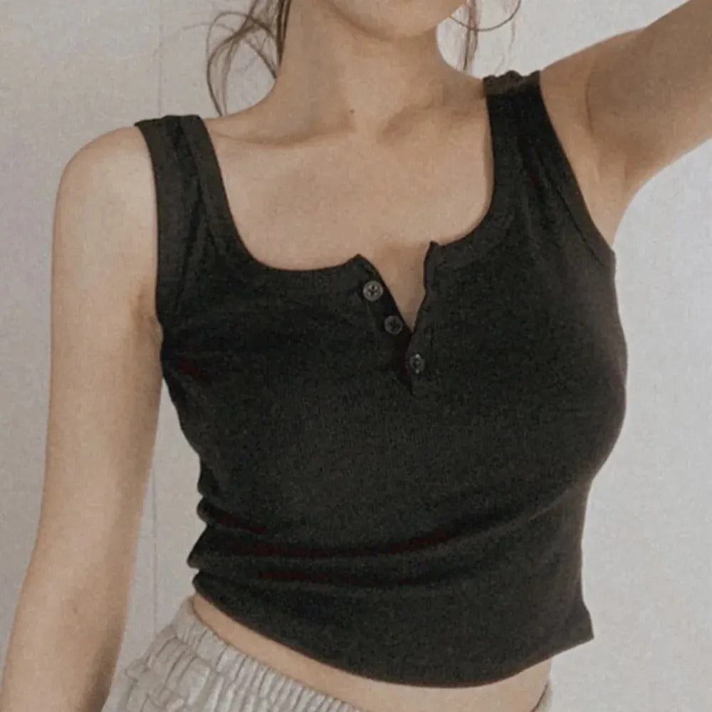 Kvinders rib-button-down tanktop