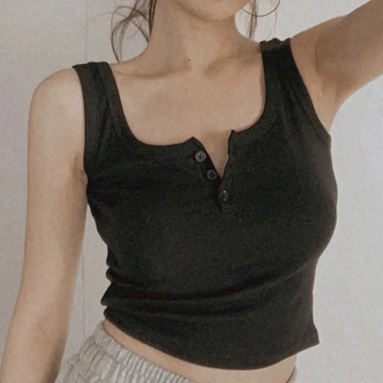 Kvinders rib-button-down tanktop