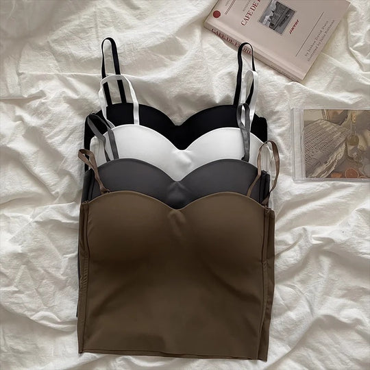 Ensfarvet cropped camisole til kvinder