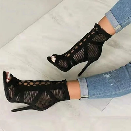 Kvinders mesh Peep Toe-hælede sandaler