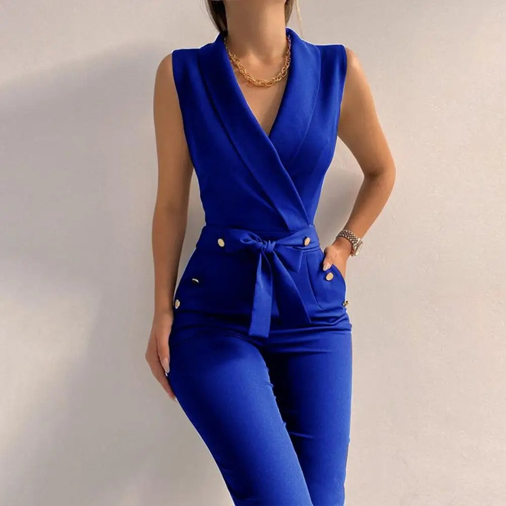 Kvinner Afslappede Jumpsuit med V-hals