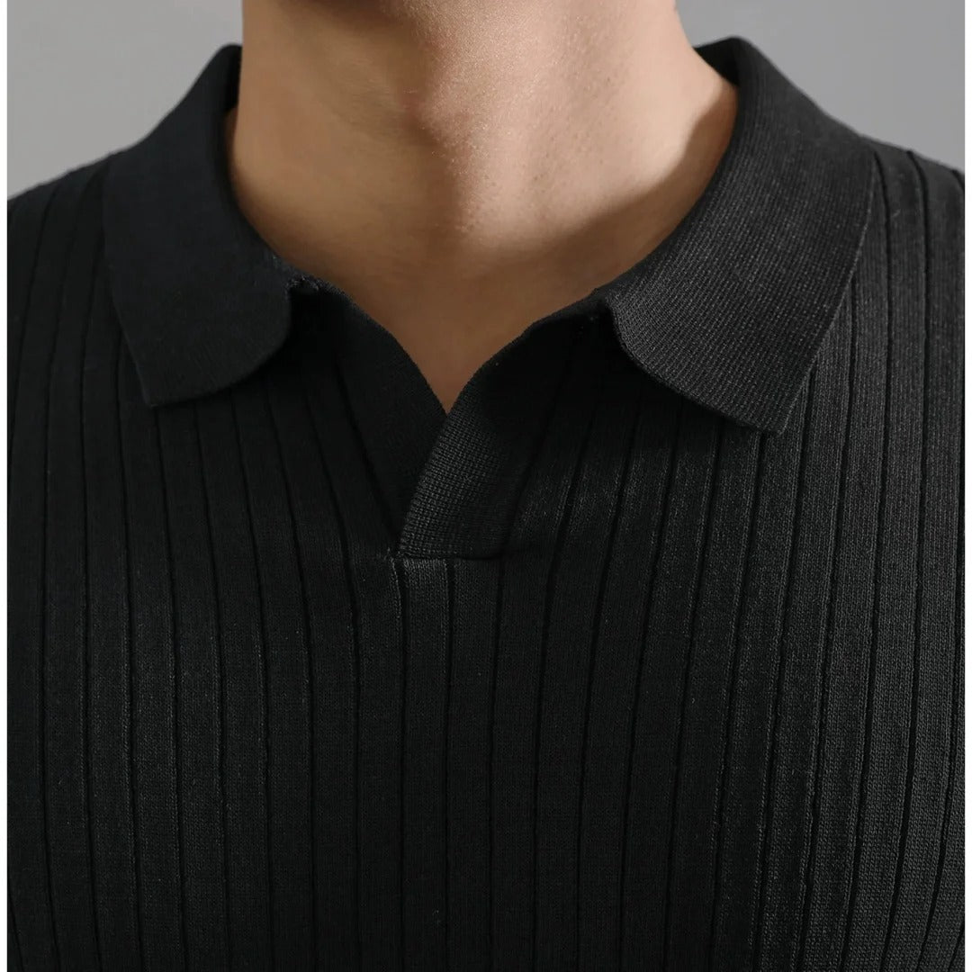 Retro strikket poloshirt til mænd