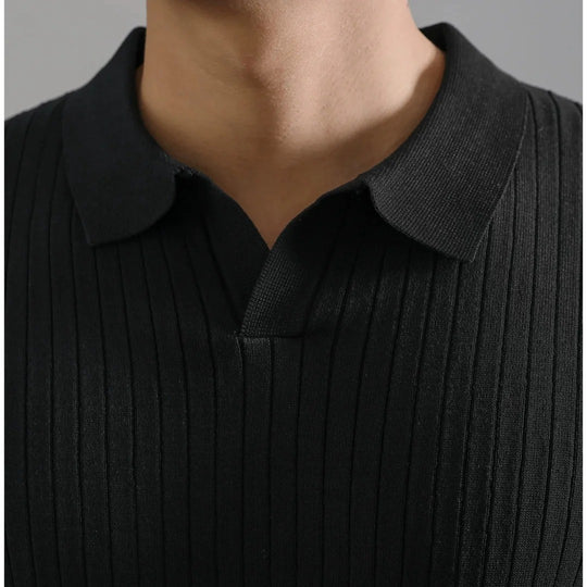 Retro strikket poloshirt til mænd