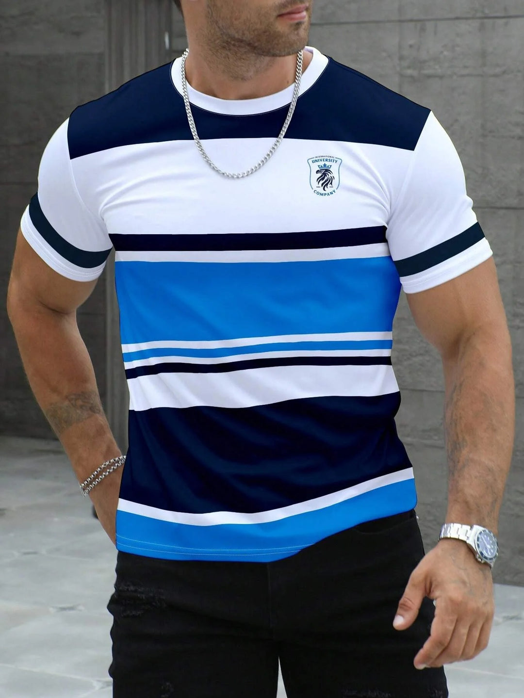 Stribet casual T-shirt til mænd