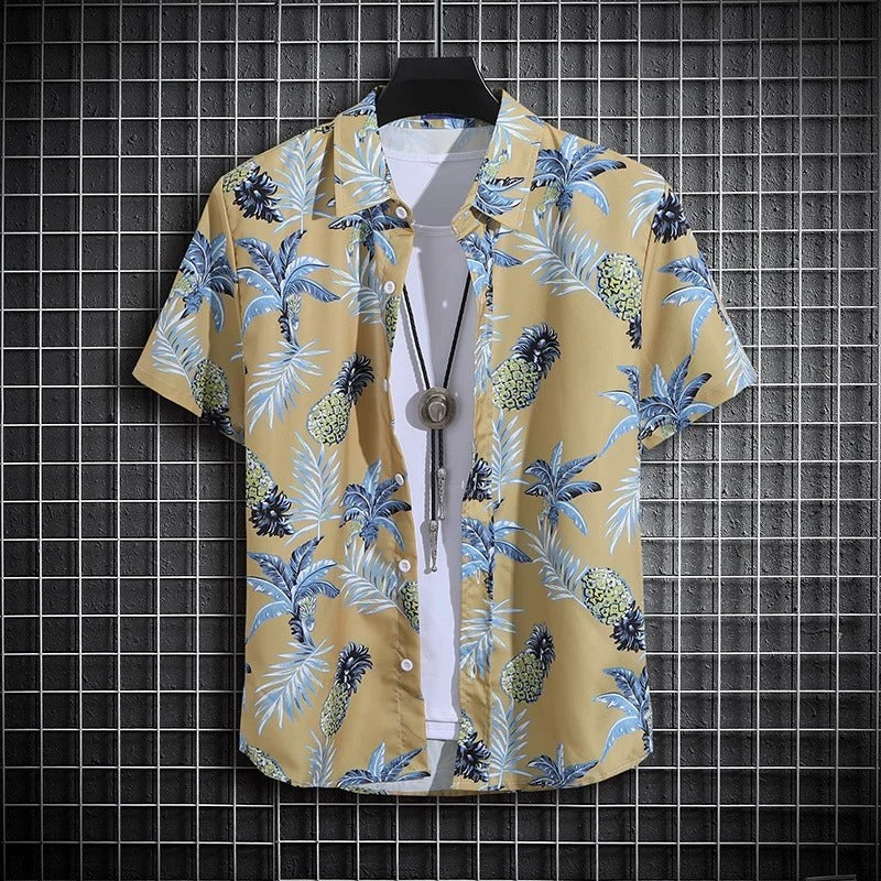 Herre sommer skjorte med strandprint