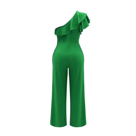 Jumpsuit med en skulder og flæser til kvinder