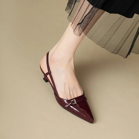 Kvinders blanke slingback sandaler med mellemhæl