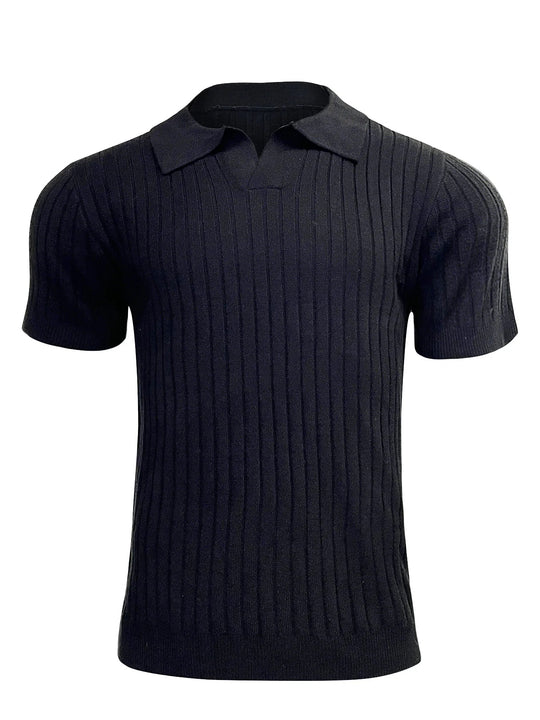 Retro strikket poloshirt til mænd