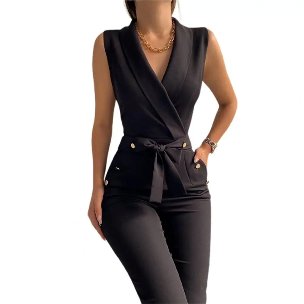 Kvinner Afslappede Jumpsuit med V-hals